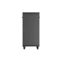 Lanberg 19" szabadon álló rackszekrény 24U (600x600, üvegajtó, lapraszerelt, LCD kijelző, fekete)