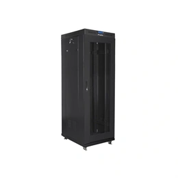 Lanberg 19" szabadon álló rackszekrény (37U, 600x800 mm, perforált ajtó, lapraszerelt, LCD kijelző, fekete)