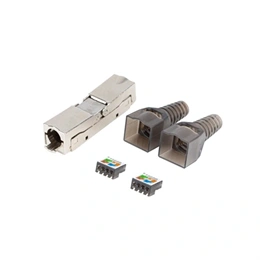 Lanberg CAT6A toldó 2x RJ45 (F/UTP, szerszám nélküli szerelés, ABS, fém, ezüst, átlátszó)