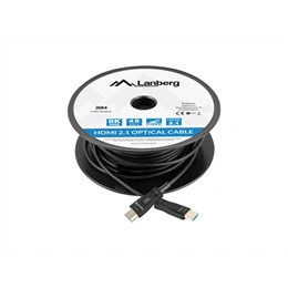 Lanberg HDMI v2.1 AOC kábel (M/M, 30 m, 8K@60Hz DSC, aktív optikai, fekete)