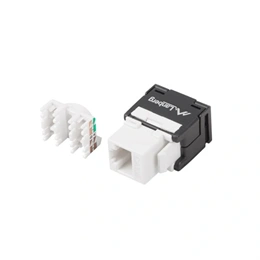 Lanberg Keystone modul (CAT6, U/UTP, szerszám nélküli, RJ45->LSA, AWG 22-26, PoE, fehér, fekete)