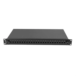 Lanberg Optikai patch panel (19", 1U, 24xST/24xFC, kihúzható, fekete)
