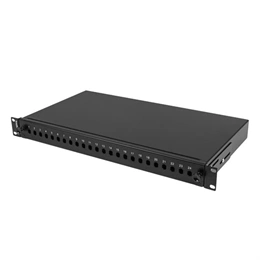 Lanberg Optikai patch panel (19", 1U, 24xST/24xFC, kihúzható, fekete)