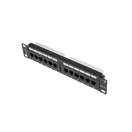 Lanberg Patch Panel (10", 1U, 12 port, CAT5E, fekete)