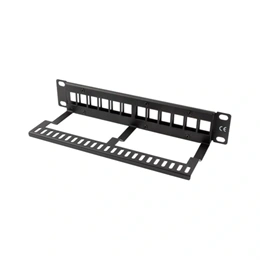 Lanberg Patch Panel (10", 1U, 12 port, tehermentesítővel, fekete)
