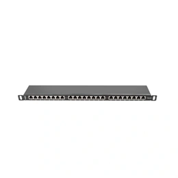 Lanberg Patch Panel (19", 0,5U, 24 port, CAT6, árnyékolt, fekete)