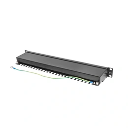 Lanberg Patch Panel (19", 1U, 24 port, CAT5e, árnyékolt, fekete)