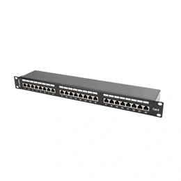Lanberg Patch Panel (19", 1U, 24 port, CAT6, árnyékolt, fekete)