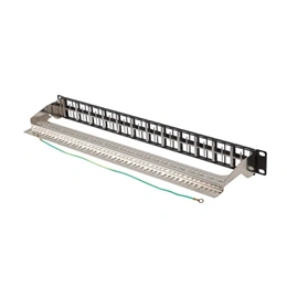 Lanberg Patch Panel (19", 1U, 48 port, FTP, tehermentesítő, fekete)