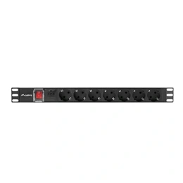 Lanberg Rackmount PDU (19", 1U, 7 aljzat, 2 m, 16 A, fekete)