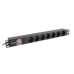 Lanberg Rackmount PDU (19", 1U, 7 aljzat, 2 m, 16 A, fekete)