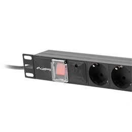 Lanberg Rackmount PDU (19", 1U, 7 aljzat, 2 m, 16 A, fekete)