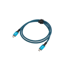 Lanberg USB-C kábel (M/M, 50 cm, USB 4.0, 240W, 8K 60 Hz, 40 Gb/s, szövet fonat, fekete-kék)