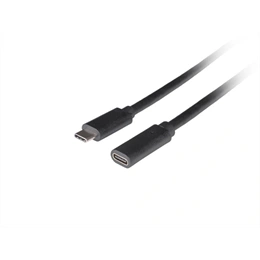 Lanberg USB kábel 0,5 m (USB-C M/F, USB 3.1 Gen1, 5 Gbit/s, PVC, aranyozott csatlakozó, fekete)