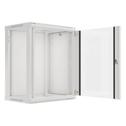 Lanberg fali rackszekrény 15U (19", 600x450 mm, edzett üvegajtó, lapraszerelt, szürke)