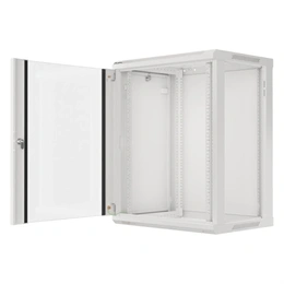 Lanberg fali rackszekrény 15U (19", 600x450 mm, edzett üvegajtó, lapraszerelt, szürke)