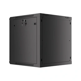 Lanberg fali rackszekrény (19", 12U, 600x600 mm, üvegajtó, lapraszerelt, fekete)