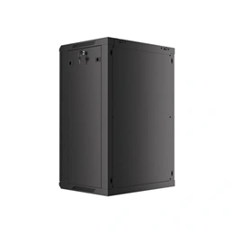 Lanberg fali rackszekrény (19", 18U, 600x450 mm, üvegajtó, lapraszerelt, fekete)