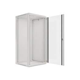 Lanberg fali rackszekrény (19", 27U, 600x600 mm, üvegajtó, lapraszerelt, szürke)