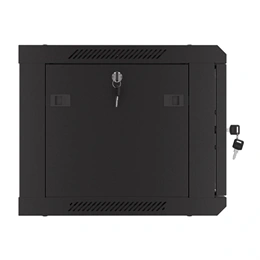 Lanberg fali rackszekrény (19", 6U, 600x450 mm, perforált ajtó, lapraszerelt, fekete)