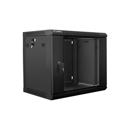 Lanberg fali rackszekrény (19", 9U, lapraszerelt, 450mm mély, fekete)