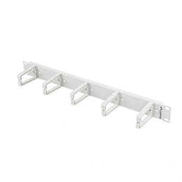 Lanberg gyűrűs kábelrendező panel (19", 1U, 5 műanyag gyűrű, műanyag, szürke)