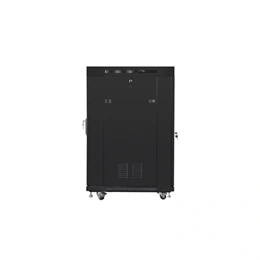 Lanberg rackszekrény (19", 22U, 600x800 mm, szabadon álló, üvegajtó, lapraszerelt, LCD kijelző, fekete)