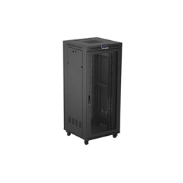 Lanberg rackszekrény (19", 37U, 800x800 mm, szabadon álló, perforált ajtó, lapraszerelt, LCD kijelző, fekete)