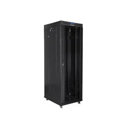 Lanberg rackszekrény (19", 37U, szabadon álló, 600x800 mm, üvegajtó, lapraszerelt, LCD kijelző, fekete)