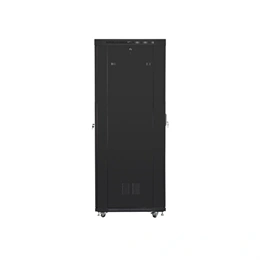 Lanberg rackszekrény (19", 42U, 800x1000mm mély, szabadon álló, üvegajtó, lapraszerelt, LCD kijelző, fekete)