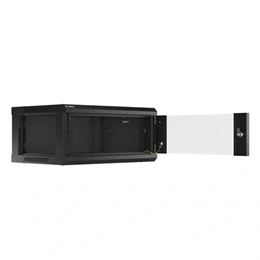 Lanberg rackszekrény (19", 4U, 600x450 mm, üvegajtó, lapraszerelt, fekete)