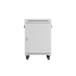 Lanberg szabadon álló rackszekrény (19", 15U, 600 mm mély, edzett üveg ajtó, lapraszerelt, LCD kijelző, szürke)