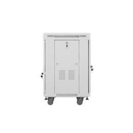 Lanberg szabadon álló rackszekrény (19", 15U, 600 mm mély, edzett üveg ajtó, lapraszerelt, LCD kijelző, szürke)