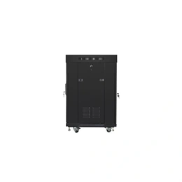 Lanberg szabadon álló rackszekrény (19", 15U, 600x600 mm, edzett üvegajtó, lapraszerelt, LCD kijelző, fekete)