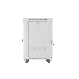Lanberg szabadon álló rackszekrény (19", 22U, 600x800 mm, edzett üveg ajtó, lapraszerelt, LCD kijelző, szürke)