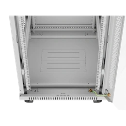 Lanberg szabadon álló rackszekrény (19", 22U, 600x800 mm, edzett üveg ajtó, lapraszerelt, LCD kijelző, szürke)