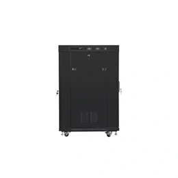 Lanberg szabadon álló rackszekrény (19", 22U, 800x1000 mm, edzett üveg ajtó, lapraszerelt, LCD, fekete)