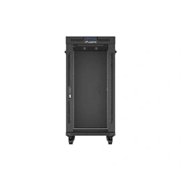 Lanberg szabadon álló rackszekrény (19", 24U, 600x800 mm, üvegajtó, lapraszerelt, LCD, fekete)