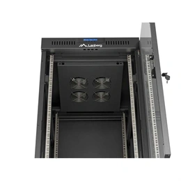 Lanberg szabadon álló rackszekrény (19", 24U, 600x800 mm, üvegajtó, lapraszerelt, LCD, fekete)
