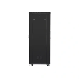 Lanberg szabadon álló rackszekrény (19", 27U, 800x1000 mm, perforált ajtó, lapraszerelt, LCD kijelző, fekete)