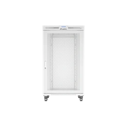 Lanberg szabadon álló rackszekrény (19", 27U, 800x1000 mm, perforált ajtó, lapraszerelt, LCD kijelző, szürke)