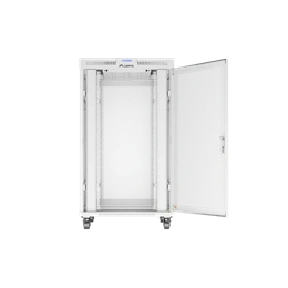Lanberg szabadon álló rackszekrény (19", 27U, 800x1000 mm, perforált ajtó, lapraszerelt, LCD kijelző, szürke)