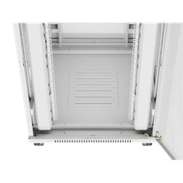 Lanberg szabadon álló rackszekrény (19", 27U, 800x1000 mm, perforált ajtó, lapraszerelt, LCD kijelző, szürke)