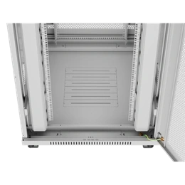 Lanberg szabadon álló rackszekrény (19", 27U, 800x1000 mm, perforált ajtó, lapraszerelt, LCD kijelző, szürke)