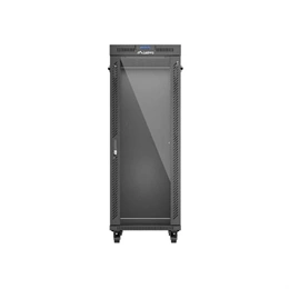 Lanberg szabadon álló rackszekrény (19", 32U, 600x1000 mm, üvegajtó, lapraszerelt, LCD, fekete)
