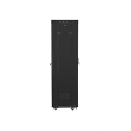 Lanberg szabadon álló rackszekrény (19", 42U, 600x600 mm, 520 mm mély, üvegajtó, lapraszerelt, LCD kijelző, fekete)