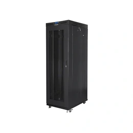 Lanberg szabadon álló rackszekrény (19", 42U, 800x1000 mm, perforált ajtó, lapraszerelt, LCD kijelző, fekete)