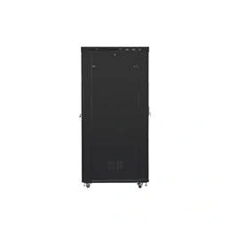 Lanberg szabadon álló rackszekrény (19", 42U, 800x1200 mm, edzett üveg ajtó, lapraszerelt, LCD kijelző, fekete)