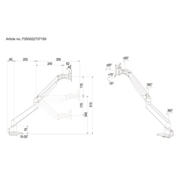 MULTIBRACKETS M gázrugós asztali konzol (15-34", VESA 75x75/100x100, max. 10 kg, fehér)
