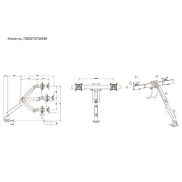 MULTIBRACKETS asztali konzol (2 képernyős, 15-28", VESA 75x75/100x100, fehér, gázrugós)